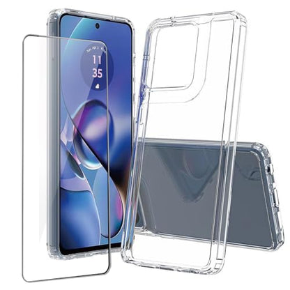 for Moto G Stylus 5G 2025 Case Crystal Clear Slim Hard Case Hybrid Shockproof Bumper with Tempered Glass Screen Protector Full Body Anti-Yellow Anti-Scratch Phone Protective Cover - color: Moto G Stylus 5G 2025