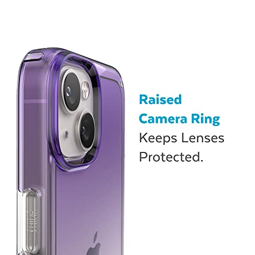 Speck Clear iPhone 15 Plus & 14 Plus Case Drop Protection, Scratch Resistant Dual Layer Slim Phone Case for 6.7" iPhones - Anti-Yellowing & Anti-Fade Case - Ombre Amethyst Purple Fade/Clear GemShell - color: Amethyst Purple Fade/Clear