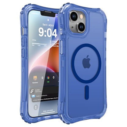 WRJ Magnetic Matte for iPhone 13 Case,iPhone 14 Case,[Compatible with MagSafe][Military Grade Drop Protection] Translucent Anti-Fingerprint Full Body Shockproof Phone Case-Blue - color: Blue, style: Matte