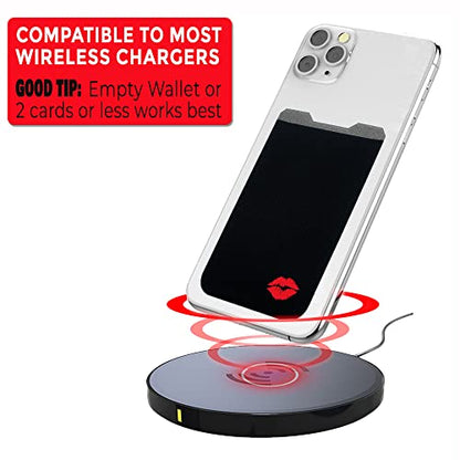 Phone Wallet - Adhesive Card Holder - Cell Phone Pouch - Stick on Lycra Pocket by Gecko - Carry Credit Cards and Cash - color: LIPS