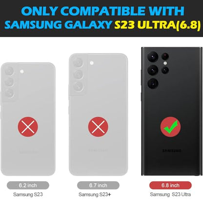 Leather Wallet Case for Samsung Galaxy S23 Ultra, Brown | Magnetic Detachable, 2-in-1 Flip Folio, Card Slots & RFID Blocking, Shockproof Protection - color: Brown, size: S23 Ultra - 6.8''