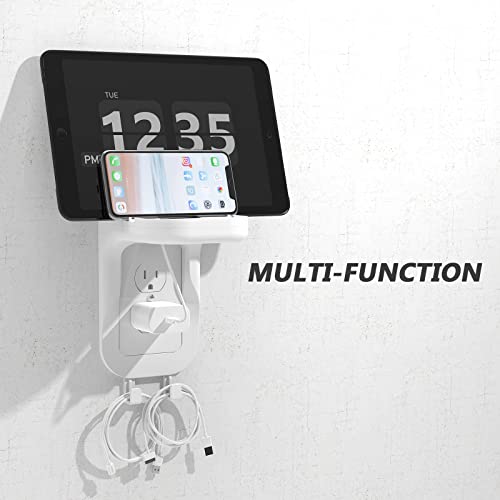 WALI Outlet Shelf Wall Holder, Fit for Duplex GFCI Decorative Outlet Shell A Space Saving for Smart Home, Speaker Mounts up to 20lbs with Cable Management (OSH002-W), White - size: Medium