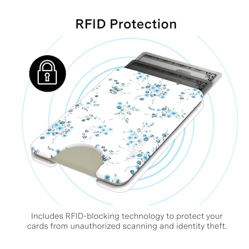 VELVET CAVIAR compatible with MagSafe Wallet - Magnetic Card Holder - color: French Blue Floral