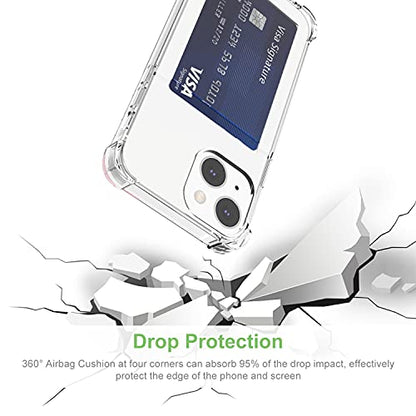 for iPhone 13 Clear Card Case, Protective Shockproof TPU Thin Slim Wallet Case with Card Holder Compatible with MagSafe - size: iPhone 13
