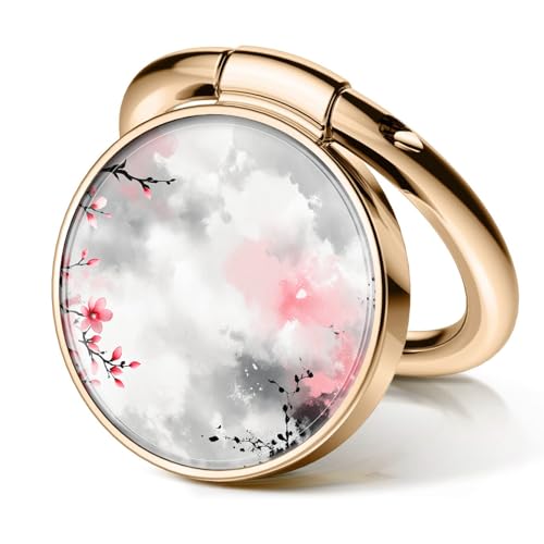 Cell Phone Ring Holder, Cute Metal Phone Grip Stand Finger Ring Kickstand, Flexible 360°Rotation Phone Tablet Case Accessories Compatible with Most Phones Pink Floral Pattern - color: Pink Floral Pattern