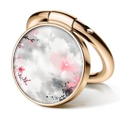 Cell Phone Ring Holder, Cute Metal Phone Grip Stand Finger Ring Kickstand, Flexible 360°Rotation Phone Tablet Case Accessories Compatible with Most Phones Pink Floral Pattern - color: Pink Floral Pattern