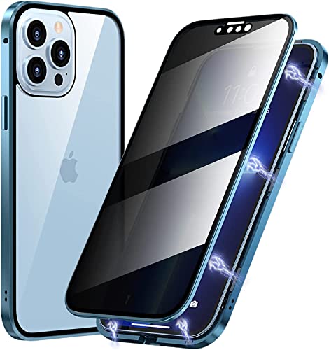 Magnetic Titanium for iPhone 14 Pro Max Privacy Screen Case Full Body Cover - color: Blue Titanium, size: iPhone 14 Pro Max