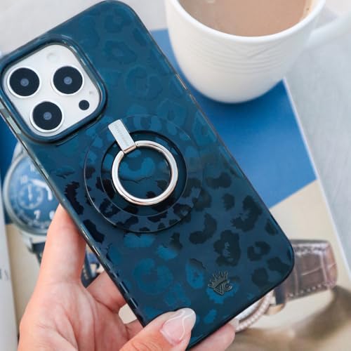 VELVET CAVIAR for iPhone 15 Case - Compatible with MagSafe - 10ft Drop Tested - Metallic Navy Blue Leopard - color: Metallic Navy Leopard, size: 15