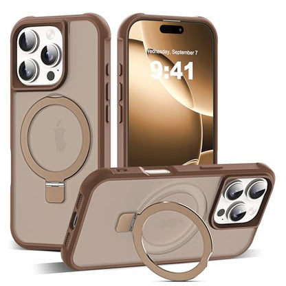 SKYLMW Compatible with iPhone 16 Pro Case with Stand,Desert Brown | iPhone 16 Pro Phone Case 6.3",Magnetic Ring Stand,Compatible with MagSafe,Military-Grade Protection,Great Grip Feeling - color: Desert Brown, size: Iphone 16 Pro