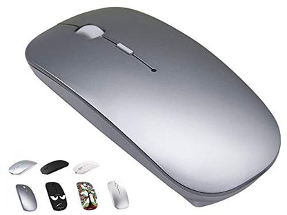 Bluetooth Wireless Mouse for MacBook Air Mac Pro Laptop Computer iPad Pad PC Laser Optical Rechargeable Mini Slim Silent Mouse Widely Used Desktop Hp iMac (Gray) - color: Grey