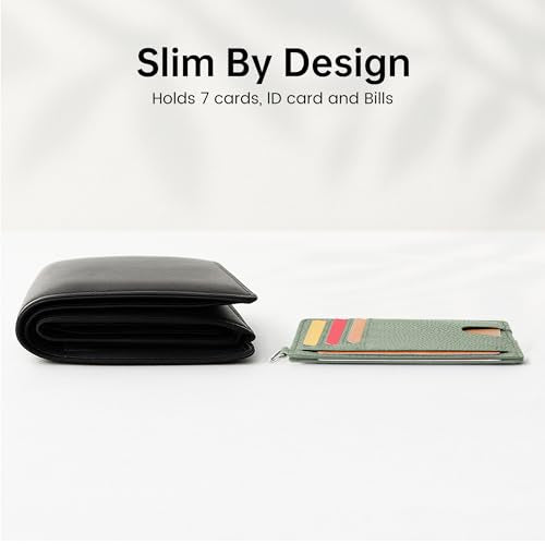 Mayski Slim Wallet, Credit Card Holder for Women, Minimalist Front Pocket RFID Blocking Card Cases, Small Wallet Women Men(Litchi Green) - color: Litchi Green