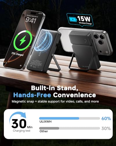 ULiXWH 10000mAh MagSafe Power Bank with Stand for iPhone & Apple Watch