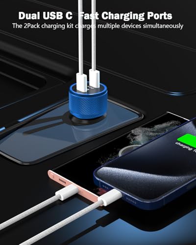 iPhone Car Charger Fast Charging,iPhone 17 Car Charger 2PACK Dual USBC Port - color: Blue 3FT