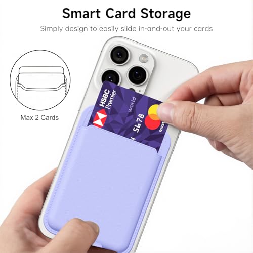 oakxco Phone Wallet Stick On, Slim Thin Adhesive ID Credit Card Holder Wallet Pocket Back of Phone Case, Hard Shell Plastic Sleeve Sticky Card Wallets Pouch for iPhone Samsung Pixel, Purple Lavender - color: Lilac