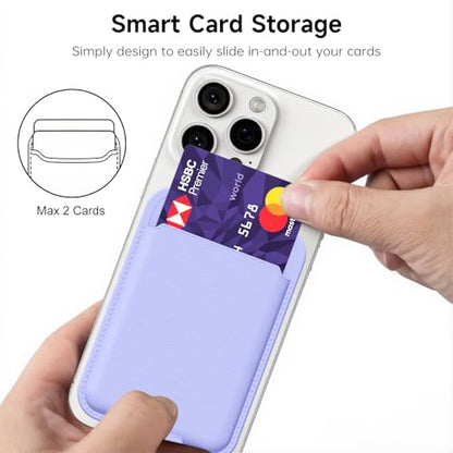 oakxco Phone Wallet Stick On, Slim Thin Adhesive ID Credit Card Holder Wallet Pocket Back of Phone Case, Hard Shell Plastic Sleeve Sticky Card Wallets Pouch for iPhone Samsung Pixel, Purple Lavender - color: Lilac