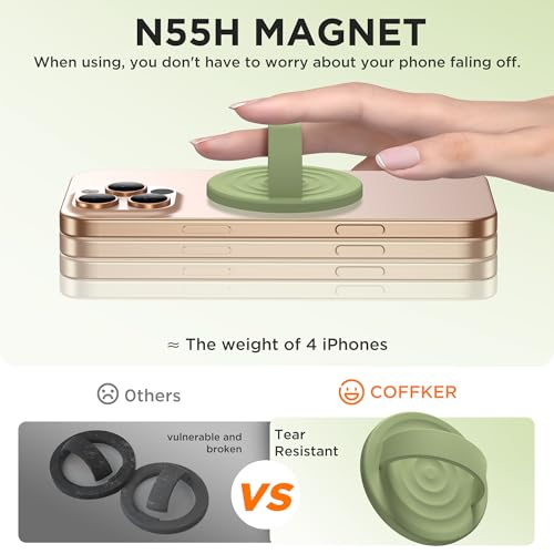 Magnetic Phone Grip for MagSafe, Silicone Ring Grip, Tea Green - color: Tea Green