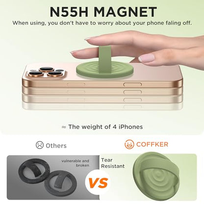 Magnetic Phone Grip for MagSafe, Silicone Ring Grip, Tea Green - color: Tea Green