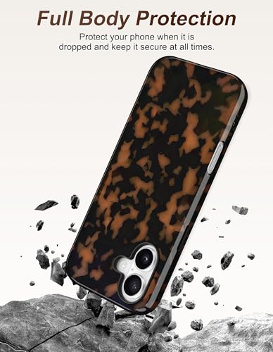 Jusy Magnetic Brown Tortoise Shell Phone Case for iPhone 16 Pro Max,Yellow | Compatible with MagSafe,Cute Aesthetic Cheetah Leopard Design,TPU and PC Protective Shockproof Cover - color: Yellow