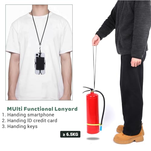 2Pcs Cell Phone Lanyard Crossbody Adjustable Neck Phone Holder with Card Pocket, Universal Silicone Neck Strap - color: Black