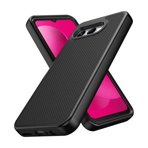 for T-Mobile REVVL 8 Phone Case with Tempered Glass Screen Protector,Dual Layer Heavy Duty Shockproof Protection Cover (Black) - color: Black