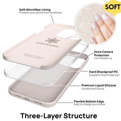 IceSword Compatible with iPhone 16 Case Stone Beige Tan Taupe, Silicone Phone Case Cover Slim Thin Protective, Soft Neutral Premium Gel Anti Scratch Cream [Shockproof] 6.1 inch iP16 - Stone - color: Stone, size: iPhone 16 (6.1 inch)