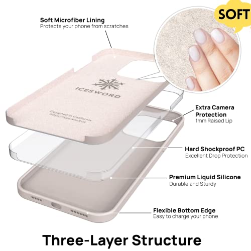 IceSword Compatible with iPhone 16 Plus Case Stone Beige Tan Taupe, Silicone Phone Case Cover Slim Protective Thin, Soft Neutral Premium Gel Anti Scratch Cream [Shockproof] 6.7 inch 16Plus - Stone - color: Stone, size: iPhone 16 Plus (6.7 inch)