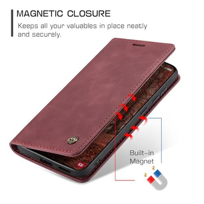 Compatible with Samsung Galaxy S26 Plus Case with Card Holder, Kickstand Protective Flip Folio Leather Wallet Case for Galaxy S26+ Plus 5G 6.7 inch (Wine Red) - color: Wine Red, size: S26 Plus 6.7 Inch