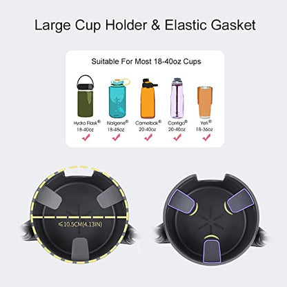 JINKEY Dual Cup Holder Phone Mount for Car, 2-in-1 Car Cup Holder Expander with Adjustable Gooseneck, 360° Rotating Cell Phone Holder, Adjustable Base for 4–6.7 in Smartphones