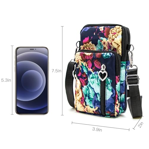 BIAOTIE Lightweight Small Crossbody bags Cell Phone Purses Travel Pouch Shoulder Bag for Women - color: Bright Flowers