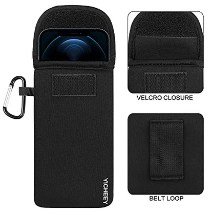 Universal Cell Phone Pouch Neoprene Phone Sleeve w/Belt Clip Loop & Neck Lanyard Strap Compatible for iPhone 17 Pro Max Galaxy S26 Ultra S25 FE S26+ A17 A57 Oneplus 15 Pixel 10 Pro XL Poco X8 Pro Max - color: Pink Tulip, size: Fits Large Size Bared Phone