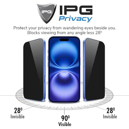 IPG Privacy Made for iPhone 15 Pro Max, Anti-Spy Screen Protector, Prevents Side Viewing, Smooth Touch, Anti-Fingerprint, Ultra Responsive, Matte Finish for iPh15MaxPrvcy