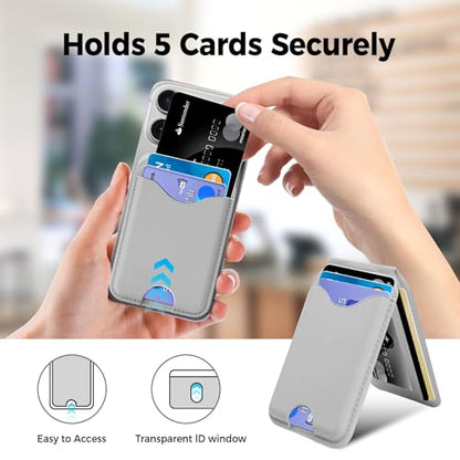 Upgraded for MagSafe Wallet with Makeup mirror，Stronger Magnetic rfid blocking Wallet for iPhone Air 17 16 15 14 13 12 Pro Max,5 Cards Holder with Adjustable Stand - color: Gray