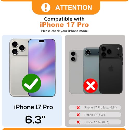 Bocasal Detachable Wallet Case Card Holder for iPhone 17 Pro, Rose Gold | RFID Blocking Kickstand Card Slots Holder PU Leather Magnetic Shockproof Wrist Strap Removable Flip Protective Cover 6.3 inch - color: Rose Gold