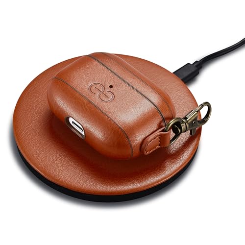 Dreem Om Case Cover with Keychain Clip Compatible with AirPods Pro 2/Pro, Protective One-Piece Hard Shell, Luxury Vegan Leather AirPod Pro Case 2nd/1st Generation with Separate Clip [Caramel] - color: Caramel, size: AirPods Pro 2