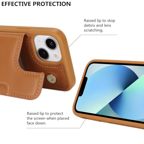 iCoverCase Compatible with iPhone 13 Mini Case with Card Holder, Wallet Phone Case for Women Men RFID Blocking PU Leather Protective Case 5.4 Inch (Light Brown) - color: Light Brown