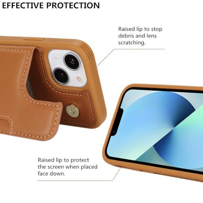 iCoverCase Compatible with iPhone 13 Mini Case with Card Holder, Wallet Phone Case for Women Men RFID Blocking PU Leather Protective Case 5.4 Inch (Light Brown) - color: Light Brown