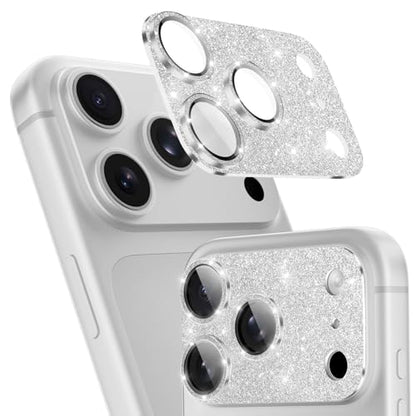 imluckies Compatible with iPhone 17 Pro Camera Lens Protector Bling, Ultra HD Tempered Glass Shiny Diamond Camera Plate Sparkle Screen Protection, 9H Anti-Scratch & Easy Install, Glitter Sliver - size: 17pro 6.3" Glitter Sliver
