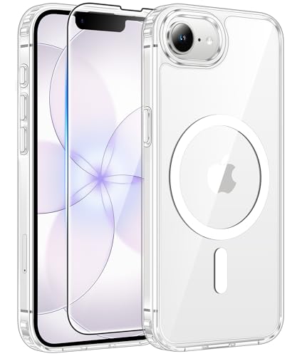 FNTCASE for iPhone 17e Case: iPhone 16e Phone Case[Compatible with Magsafe] [Screen Protector] Anti Yellowing Transparent Clear Magnetic Phone Cover - Military Grade Shockproof Cases - Clear - color: Clear, size: Iphone 17e/16e (6.1 Inch)