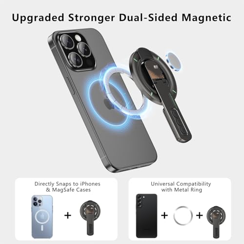 JINRAIKO Phone Grip for Magsafe Phone Stand 360°Roration Gym Holder Phone Kickstand Silicone Finger Ring Innovative Pressure-Relief Damping Hinge Design with Magnet Ring Compatible All Phones, Black - color: Black