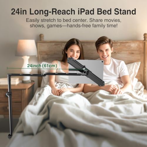 elitehood Diagonal Design iPad Floor Stand for Bed with Heavy Duty Base - style: Corner-Clamp Tablet Holder