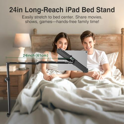 elitehood Diagonal Design iPad Floor Stand for Bed with Heavy Duty Base - style: Corner-Clamp Tablet Holder