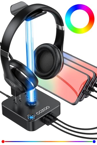 cozoo Headphone Stand with Charger, USB C, Gifts for Gamers Men, Black Pro - color: Black Pro