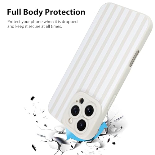 KANGHAR Compatible with iPhone 16 Pro Case Stripes -White | Silicone Cute Pattern, Camera Protection Soft Slim Phone Case for Phone Case - color: Stripes-White, size: iPhone 16 Pro