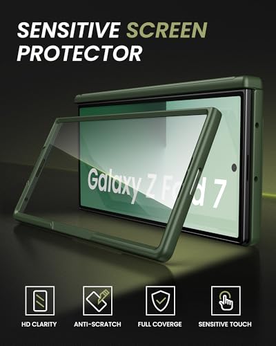 for Samsung Galaxy Z Fold 7 Case with Card Holder, Green - color: Green