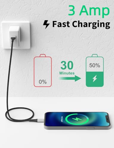 2FT USB C to Lightning Cable, 2 Pack Short iPhone Charging Cable Braided - size: 2 Feet
