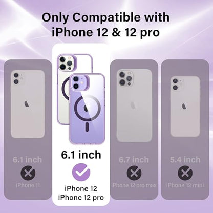 Supdeal Magnetic Clear Case for iPhone 12/12 Pro, [Compatible with MagSafe] [Non Slip Bumper & Not Yellowing] Military Grade Shockproof Transparent Silicone Phone Cover, 6.1", Purple - color: Purple, size: iPhone 12/12 Pro