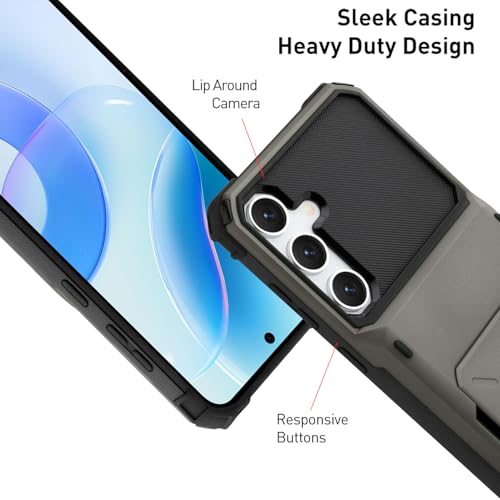 Wallet Case for Samsung Galaxy S25 Case with 4 Card Credit Holder - color: Gray, size: Samsung Galaxy S25
