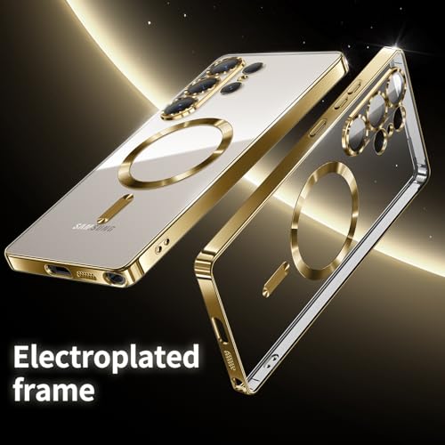 Compatible with Samsung Galaxy S25 Ultra Case（Only）.Magnetic Cover for S25 Ultra. Glossy Slim Thin Soft funda capa para for Galaxy S25 Ultra 6.9 inch.Compatible with MagSafe (Gold) - color: Gold