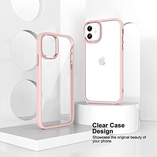 ULAK Clear Case for iPhone 12/iPhone 12 Pro, Hybrid Protective Slim Transparent Anti-Scratch Shock Absorption TPU Bumper Cover Designed Phone Case, Baby Pink | Hybrid Protective Slim Transparent Anti-Scratch Shock Absorption TPU Bumper Cover Designed Phon