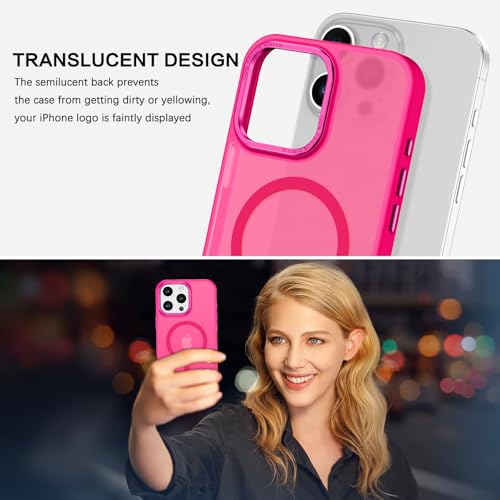 BENTOBEN Magnetic for iPhone 16 Pro Max Case,(Compatible with MagSafe) (Military Grade Drop Protection) Slim Translucent Matte Shockproof with Anti-Fingerprint Phone Case 6.9",Hot Pink - color: Hot Pink